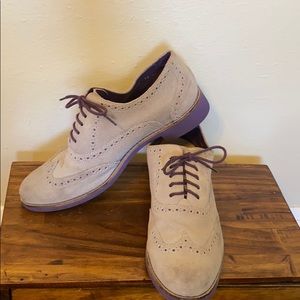 Grey cole Haan oxfords with purple sole